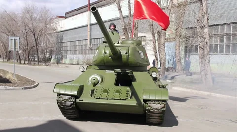 Russian tank Stock Footage 37886335