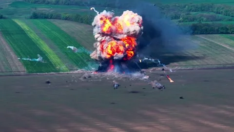 Russian tank in Ukraine explodes after catastrophic ammo detonation Stock Footage 223042939