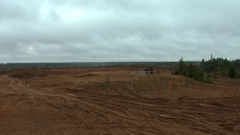 Russian tanks are driving through the field. Burst. Fires. Military equipment. Stock Footage 80991668