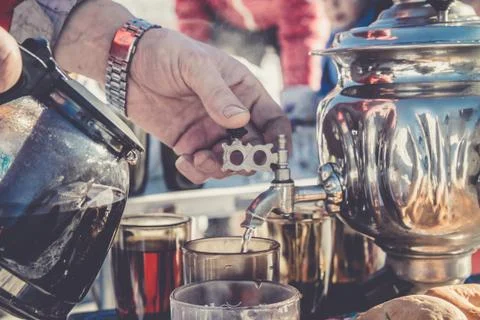 Russian Tea from Samovar Stock Photos