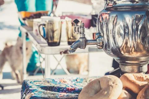 Russian Tea from Samovar Stock Photos