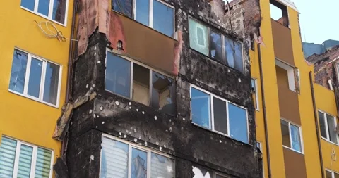 Russian terrorist army destroyed dwelling houses, killed people in Irpin,Ukraine Stock Footage 201114175