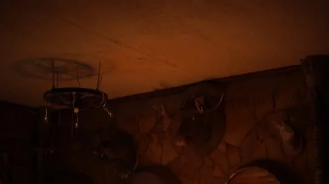 Russian tradition. Candles at dinner. Table setting. Dark room. Bright candles.  Stock Footage 64816232