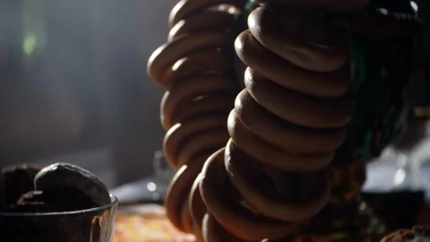 Russian traditions of tea drinking. Russian samovar on the table. still life. Stock Footage 156746309