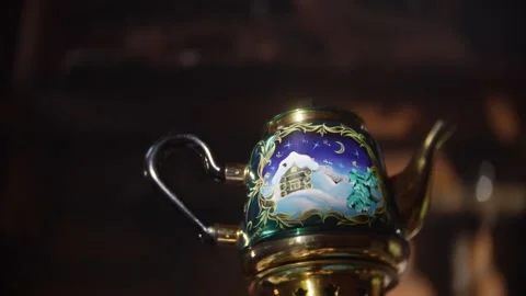 Russian traditions of tea drinking. Russian samovar on the table. still life. Stock Footage 156746381