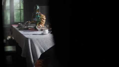 Russian traditions of tea drinking. Russian samovar on the table. still life. Stock Footage 156746601