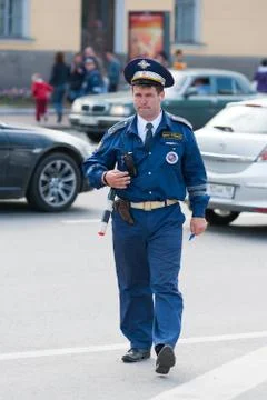 Russian traffic inspector Fotos Stock