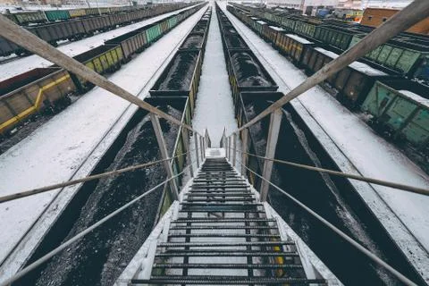 Russian train winter Stock Photos