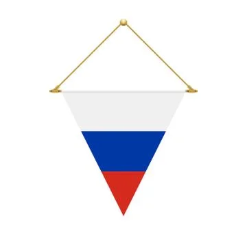 Russian triangle flag hanging, vector illustration Ilustración de archivo