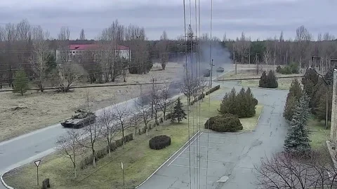 Russian troops seize the Chernobyl nuclear power plant in Ukraine Stock Footage 246406072
