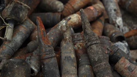 Russian unexploded ammunition Stock Footage 218377562