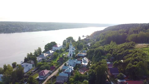 Russian village in the forest drone view Stock Footage 280697108