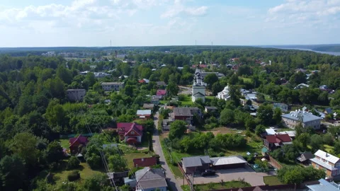 Russian village in the forest in summer drone view Stock Footage 280985053