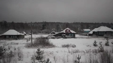 Russian village in winter Stock Footage 47872205