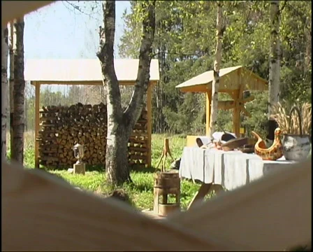 Russian village yard Stock Footage