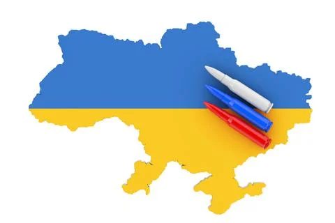 Russian War Agression Concept. Automatic Rifles 7.62 mm Caliber Metal Bullet  Stock Illustration