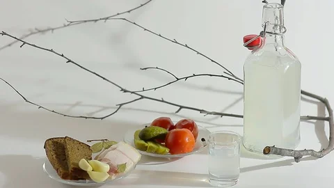 Russian winter breakfast of pickled tomatoes_2 Video stock 119073834