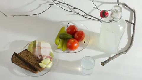 Russian winter breakfast of pickled tomatoes_3 Video stock 119073830