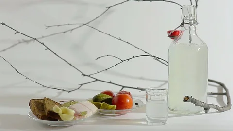 Russian winter breakfast of pickled tomatoes_4 Video stock 119073774
