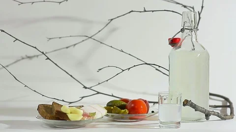 Russian winter breakfast of pickled tomatoes_5 Video stock 119073767