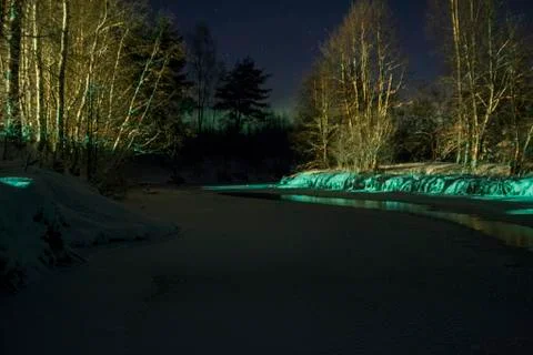 Russian winter  night Stock Photos