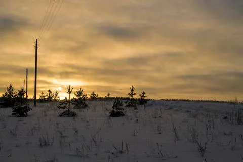 Russian winter Sunset Stock Photos