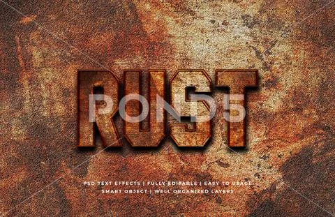 Rust 3d text style effect mockup - PSD Template PSD Template