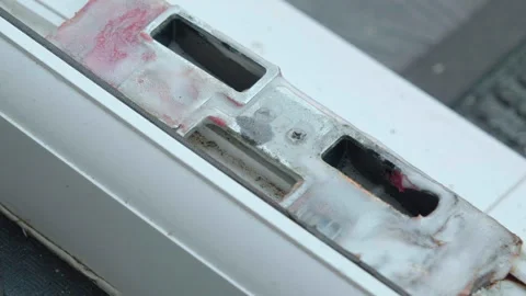 Rust and grease coat patio door mechanism 스톡 동영상 340531390
