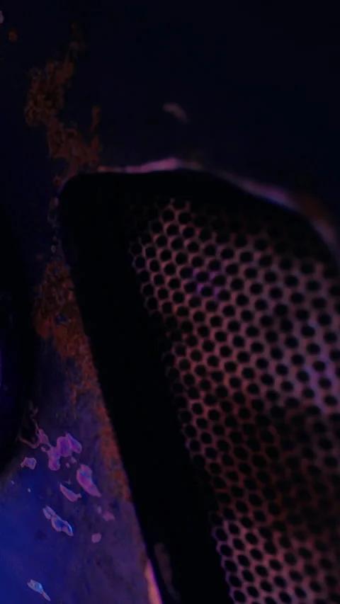Rust and texture appear on a metal surface with a mesh pattern Stock Footage 331708320