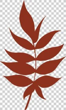 Rust-brown leaf branch is swaying in flat design showing leaf silhouettes on Stock Illustration