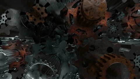 Rust Cogwheels gear elements technological intro. Stock Footage 115954616