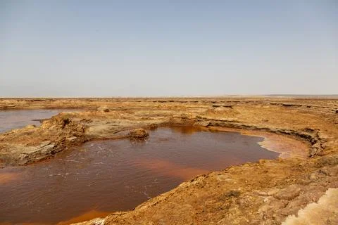 Rust colored acidic pool, Dallol, Ethiopia Stock Photos