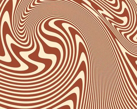 Rust-colored and cream lines bend across the frame in a dense flowing patte.. Stock Illustration