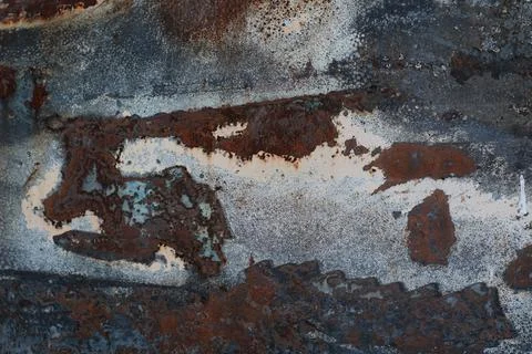 Rust corrosion texture of burnt car van vehicle Stock Photos