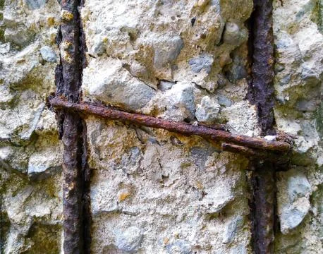 Rust destroy concrete which has been used for a long time. Stock Photos