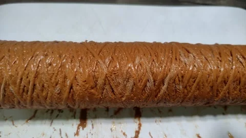 Rust dirty polypropylene drawstring cartridge mechanical cleaning water filter Stockbeeldmateriaal 236894638