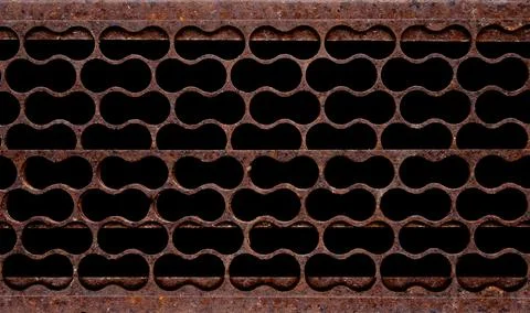 Rust grid iron grates, Grid pattern, steel wire mesh fence wall background. Stock Photos
