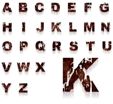 Rust grungy alphabet Stock Illustration