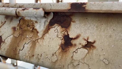 Rust of metals.Corrosive Rust on old iron white Stock Footage 259807771