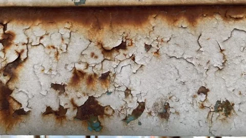 Rust of metals.Corrosive Rust on old iron white Stock Footage 264160039