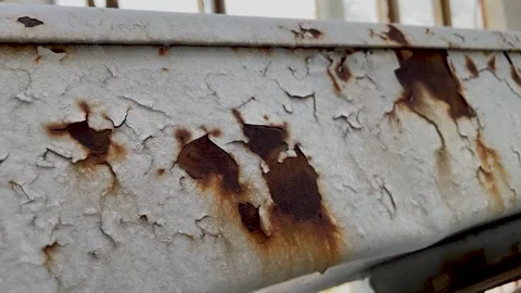 Rust of metals.Corrosive Rust on old iron white Stock Footage 272967853