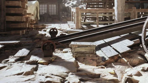 Rust on old railway tracks in a construction site at a mining area Stock Footage 343545728