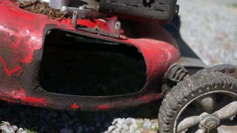 Rust old Red Pushmower Stock Footage 308862515