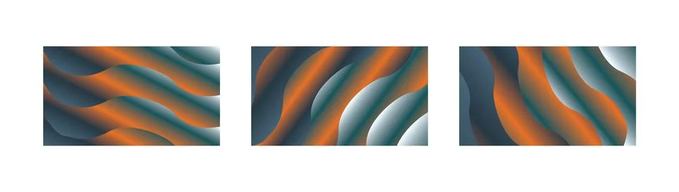 Rust Orange Indigo Gray Gradient Backgrounds with Dynamic Fluid Wave Contou.. Stock Illustration