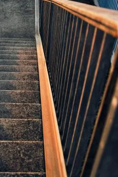 Rust railing stairs concrete Fall Protection summer light Foto stock