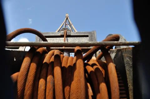 Rust ropes by the sea Stock Photos
