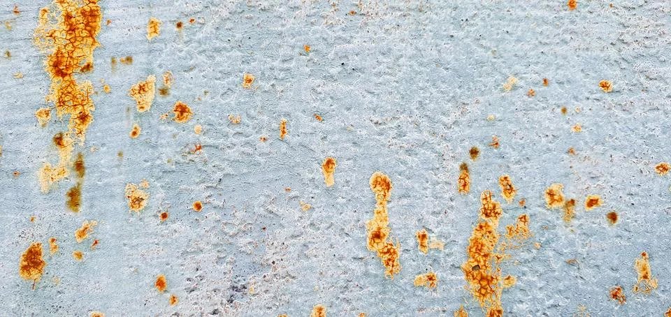Rust shows through on an old, gray-painted sheet of metal Stock Illustration