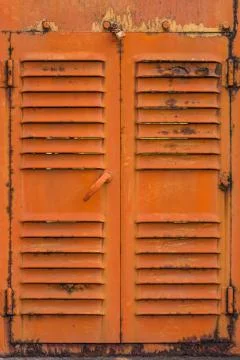 Rust stain old air vent, air flow cooling grid hole steel cover texture. Stock Photos