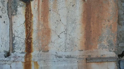 Rust stained concrete wall Stock Footage 138515706