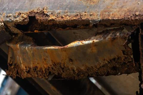Rust on steel structural columns &amp; post floor support. Stock Photos